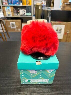 Anna Red Jelly slides with furry top slippers flip flops